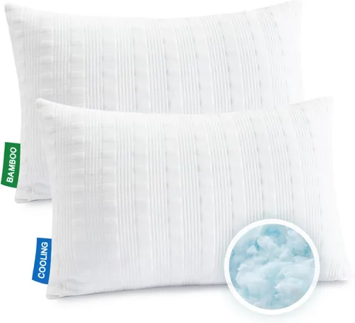 Miniatura 10 de Meoflaw Almohadas Refrescantes para Dormir Tamaño Estándar, Almohada de Cama de Espuma Viscoelástica Triturada con Funda de Almohada