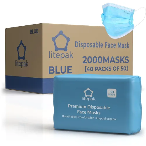 Miniatura 9 de Litepak 2,000 mascarillas desechables - Cubrebocas transpirable para el hogar y la oficina