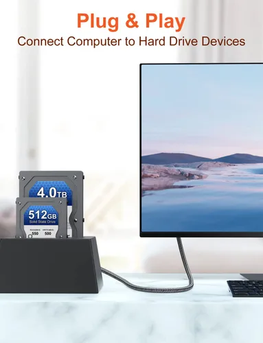 Miniatura 2 de VANAUX Cable USB 3.0 B macho a USB A, cable de datos USB 3 tipo B, compatible con estación de acoplamiento, discos duros externos, escáner y más