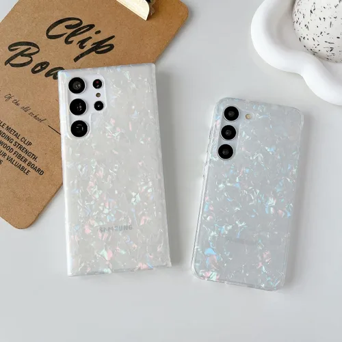 Miniatura 3 de S23 - Funda para Samsung Galaxy S23 para mujeres y niñas, diseño de mármol con purpurina floral, silicona suave, delgada, bonita, flexible, funda
