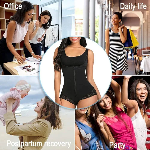 Miniatura 6 de SHAPERX Faja moldeadora colombiana de control del abdomen, modelador de figura con cremallera, body con torso abierto
