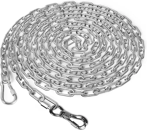 Miniatura 8 de Tresbro Cadenas de perro resistentes para exteriores, cable de amarre de 6 pies de acero inoxidable con gancho giratorio para perros grandes, cadena