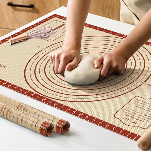 Miniatura 11 de Alfombrilla de silicona para hornear, 26" x 16" antideslizante para amasar masa de repostería, alfombrilla antiadherente para hornear con medidas