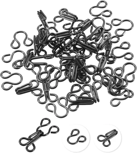 uxcell Juego de ganchos de costura y cierre de ojos para ropa, pantalones, falda, vestido, brasier, costura, manualidades Negro oscuro