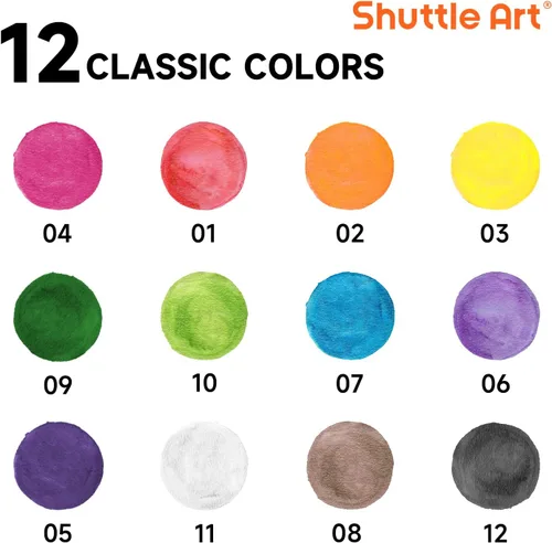Miniatura 2 de Shuttle Art Juego de 30 pinturas de acuarela a granel, juego de pintura de acuarela de 12 colores a granel con pinceles para niños y adultos