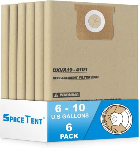 SpaceTent Paquete de 6 bolsas de filtro desechables DXVA19-4101 para aspiradora DEWALT de 6, 8, 9 y 10 galones, bolsas de aspiradora de tienda de 6
