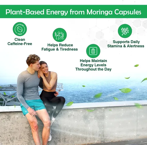 Miniatura 2 de Well-Being MORA Moringa Oleifera Cápsulas – Energía, articulaciones, piel e inmunidad – Superalimento verde – Vegano, sin gluten, multivitamínico