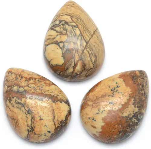Miniatura 22 de Fashewelry Cuentas de cabujones de espalda plana de lágrima natural Cuarzo rosa