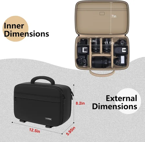 Miniatura 2 de Bolsa para cámara LTGEM compatible con cámaras DSLR Canon/Sony/Nikon, bolsa de bandolera para cámara con apertura de doble lado para viajes