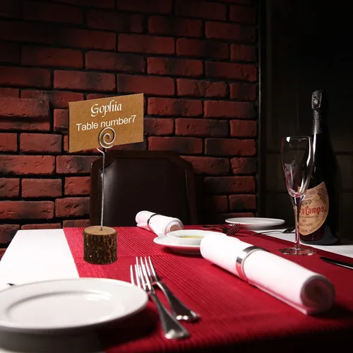Miniatura 7 de Juego de 20 portatarjetas de mesa de madera rústica con 30 tarjetas, perfecto para decoración de bodas y decoración de fiestas