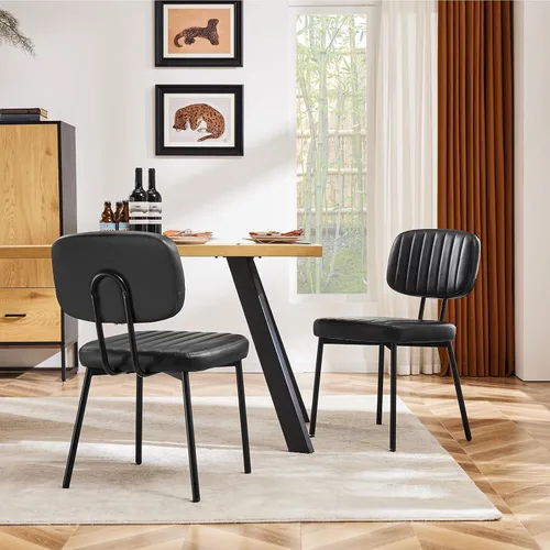 Miniatura 11 de Sweetcrispy Juego de 2 sillas de comedor, tapizadas de mediados de siglo, modernas sillas decorativas de cocina con asiento acolchado de piel