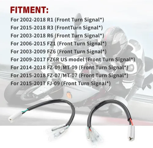 Miniatura 5 de Three T 2 piezas de arnés de cableado de señal de giro 3 cables, conector plug and play, arnés divisor de señal de giro Y-Adapter para Yamaha R1 R3
