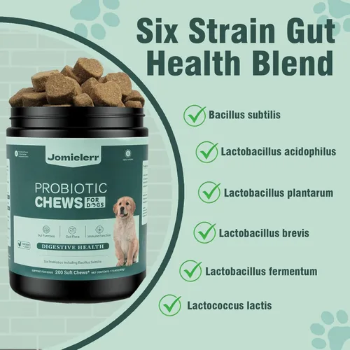 Miniatura 2 de Probióticos para perros, 200 masticables suaves, apoyan la salud intestinal, alivio de la diarrea, alergias estacionales, masticables probióticos