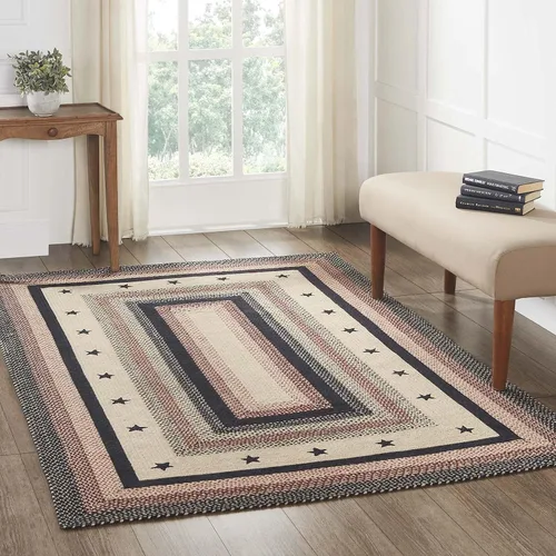 Miniatura 13 de VHC Brands Colonial Star - Alfombra decorativa, mezcla de yute, medio círculo, estrella roja y negra, 16.5 x 33 pulgadas