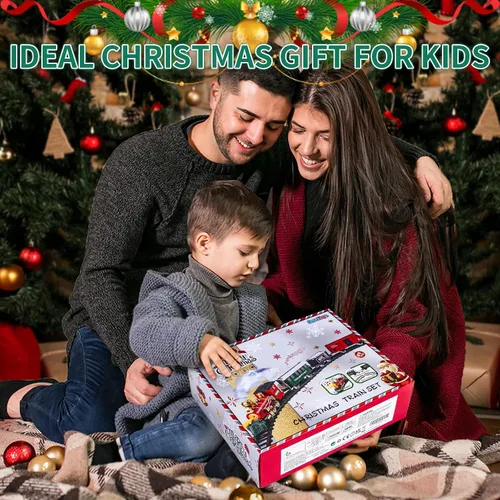 Miniatura 4 de Juego de Tren para Niños, Juego de Tren de Navidad para Debajo de los Árboles, Juguetes de Tren Eléctrico para Niños y Niñas con Locomotora