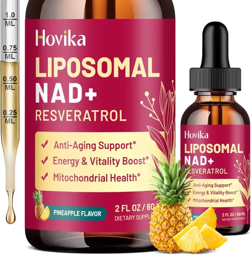 Miniatura 13 de Suplemento NAD liposomal - 1200mg de NAD+ en gotas líquidas para mujeres y hombres con resveratrol, extracto de pimienta negra - Apoyo