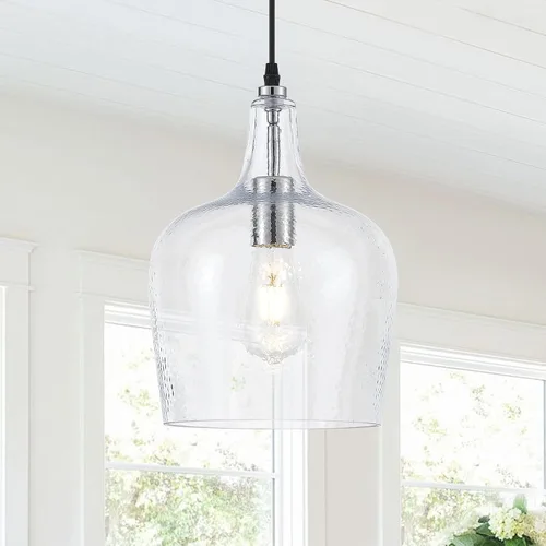 Miniatura 16 de Lámpara Colgante de Vidrio Moderna de Latón 1 Luz Individual con Cúpula Luminarias Colgantes para Isla de Cocina Comedor Pasillo, Diámetro 9 Latón