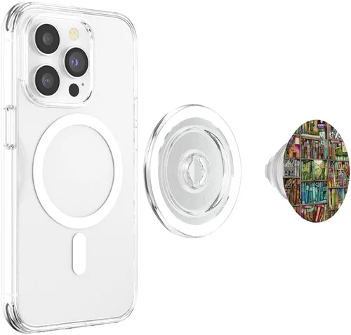 Miniatura 3 de Biblioteca de libros de lectura Cool Book Lover Bookworm PopSockets PopGrip: agarre intercambiable para teléfonos y tabletas PopSockets MagSafe