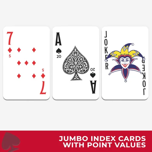 Miniatura 5 de All7s Juego de Canasta de Lujo - Juego de Cartas Clásico para Adultos y Personas Mayores - Cartas de Letra Grande, Bandeja Giratoria y Bloc
