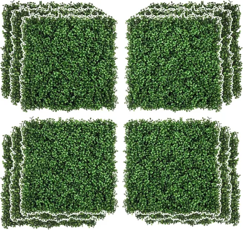 Miniatura 10 de Outsunny 12 piezas de 20 x 20 pulgadas cuadradas de plantas de privacidad artificiales con protección UV; imitación de hierba de Milán para muro