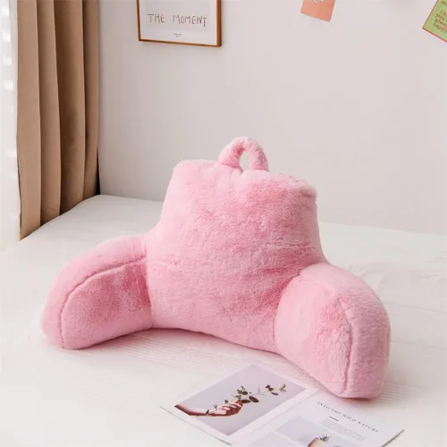 Holawakaka Almohada Grande de Descanso para Cama de Piel Sintética con Brazos, Almohadas de Lectura de Piel de Conejo Perfectas para Adultos,