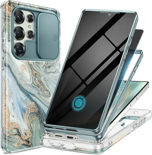 Miniatura 14 de GVIEWIN para Samsung Galaxy S23 Ultra Funda con cubierta deslizante para cámara, [Protector de pantalla incorporado] [2 Marcos frontales] Funda