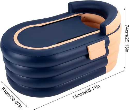 Miniatura 2 de Bañera inflable para adultos – Gran bañera de hidromasaje portátil con cubierta de ducha, bomba recargable, capacidad de 220 libras – Tina de remojo