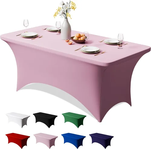 Miniatura 13 de Trlyc Paquete de 1 mantel rectangular de elastano de 4 pies – 48 x 30 pulgadas, resistente a las arrugas, para bodas, fiestas, banquetes, picnic