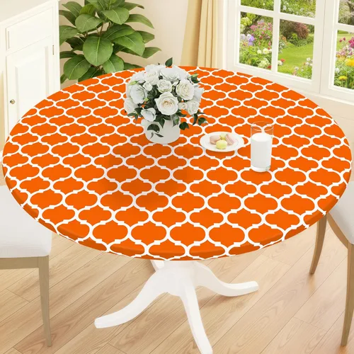 Miniatura 23 de Smiry Mantel redondo de pícnic, fundas de mesa elásticas impermeables para mesas de 18 a 24 pulgadas, manteles de vinilo con parte trasera