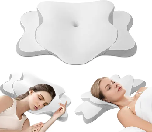 Miniatura 10 de Almohada Ergo para aliviar la apnea del sueño, el dolor de cuello y los ronquidos Almohada cervical para aliviar el dolor de cuello Espuma Gris