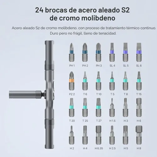 Miniatura 2 de DYLIFE Juego de destornilladores magnéticos 24 en 1, kit de herramientas de precisión autoensamblable con mango de trinquete mini extraíble DIY, kit