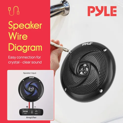 Miniatura 4 de Pyle Altavoces Marinos Impermeables Certificados - 4'' de 2 Vías para Vehículos Todo Terreno y Sistema de Sonido Estéreo de Audio Exterior