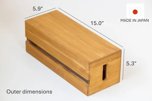 Miniatura 3 de Paulownia - Caja de gestión de cables de madera, organizador de cables hecho a mano para regletas eléctricas, cargadores y enrutadores
