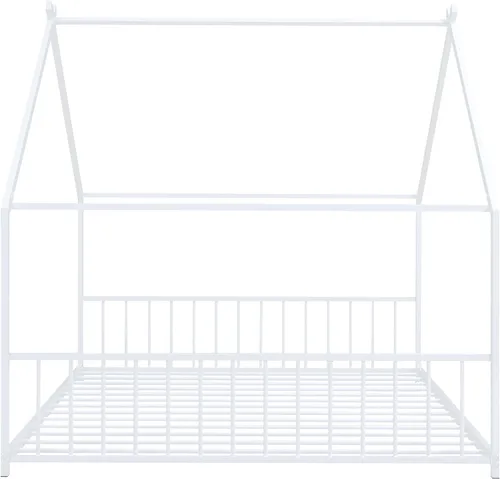 Miniatura 7 de Camas de casa para niños, marco de cama de suelo de tamaño matrimonial, camas Montessori de metal con cabecera y estribo para niños, niñas