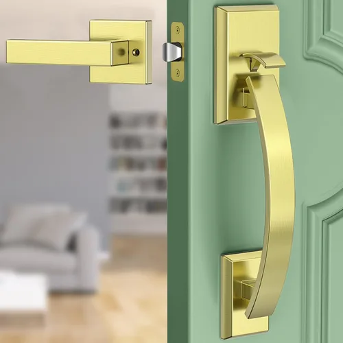 Miniatura 12 de Manija de puerta delantera negra ajustable 12.7 pulgadas manija de entrada exterior pesada reversible Manija de puerta negra