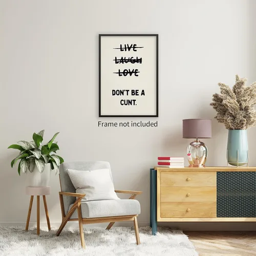 Miniatura 6 de CAXIYSH Decoración de pared con citas divertidas, arte de pared con texto en inglés "Live Love Laugh", póster retro beige con texto en inglés "Don't