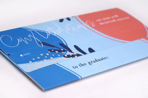 Miniatura 2 de Tarjeta de graduación, soporte para dinero con apertura tipo tiras que se desgarran, con ventana transparente de plástico, para efectivo, cheques