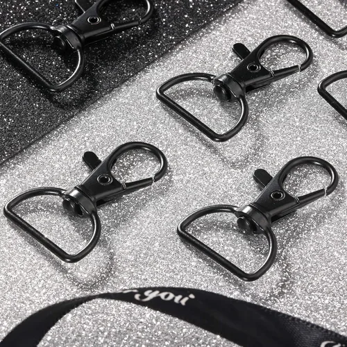 Miniatura 4 de Hotop 35 piezas de cierres giratorios para llavero, gancho de clip de metal de langosta con anillos en D para llavero, bolso, hardware, proyecto