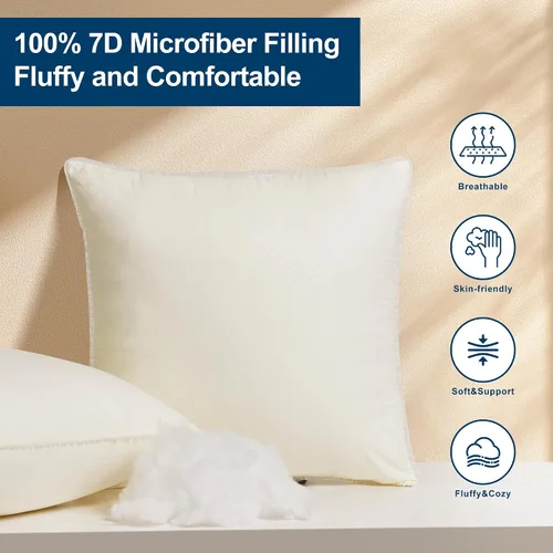 Miniatura 3 de Almohadas de 12 x 20 pulgadas, suaves y afelpadas, relleno de fibra virgen, almohadas decorativas para sofá, cama, lavables a máquina, color blanco