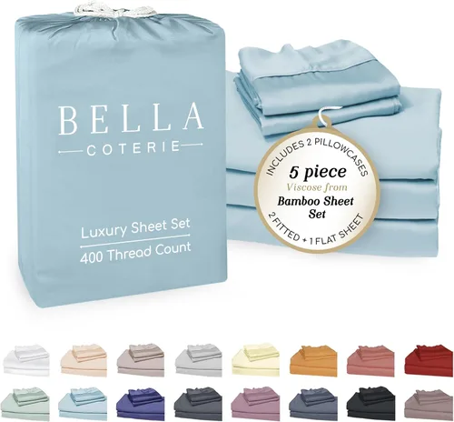 Bella Coterie - Juego de sábanas de lujo de viscosa de bambú para cama tamaño split king | 2 sábanas ajustadas para camas Sleep Number y camas 06 -