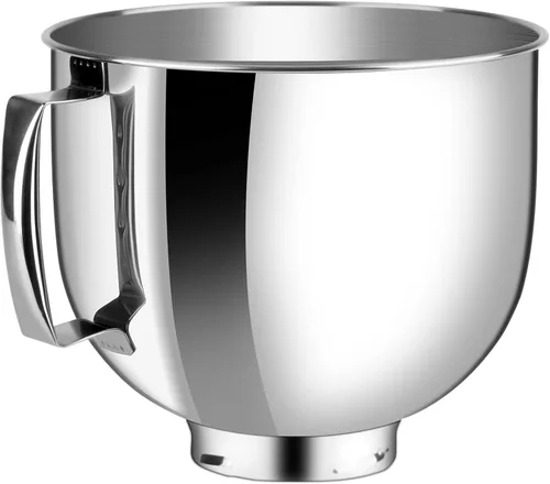 Tazón de acero inoxidable compatible con mezclador Kitchenaid 4.5/5QT, tazón de 5 cuartos de galón de acero inoxidable para mezclador Kitchen Aid