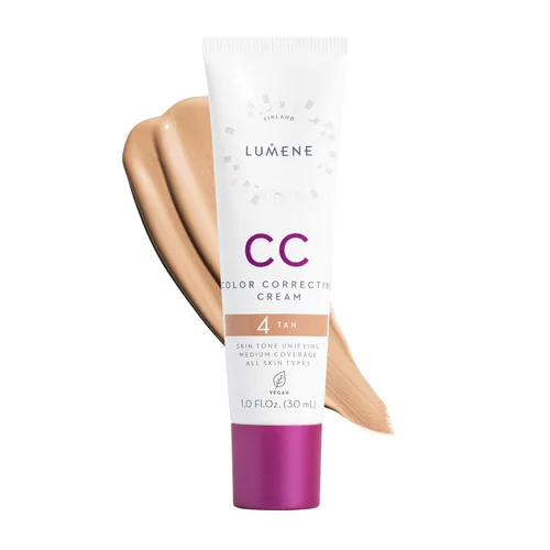 Lumene Crema CC Correctora de Color - Base Ligera - Cobertura Media - Maquillaje Facial Reductor de Enrojecimiento para una Tez Radiante - Fórmula 4