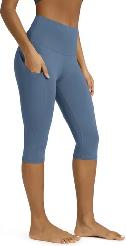 Miniatura 43 de ODODOS - Leggings capri de cintura alta para mujer con bolsillos, control de abdomen, no se transparentan, para entrenamiento atlético, running