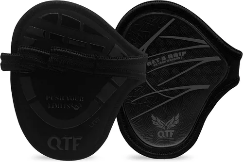 Miniatura 9 de QTF Puños de elevación para levantamiento de pesas, guantes de goma para gimnasio, protector de palma de gimnasio, almohadillas de agarre