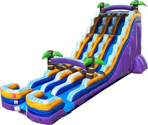 Miniatura 12 de TentandTable Tobogán acuático inflable de doble carril para niños y adultos, diversión acuática gigante de grado comercial, incluye soplador de aire