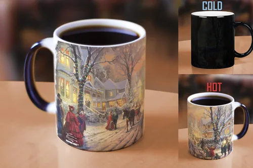 Miniatura 6 de Morphing Mugs Thomas Kinkade - Una Navidad victoriana - Una taza de cerámica sensible al calor que cambia de color de 11 onzas – Imagen revelada