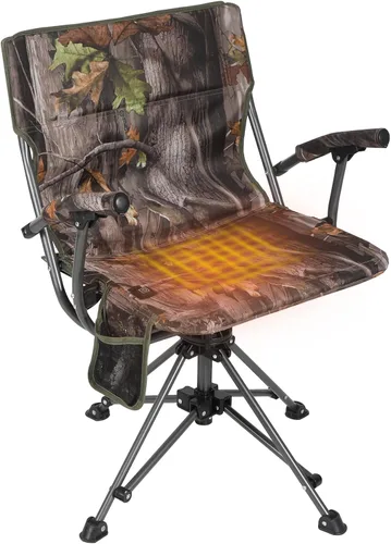 Miniatura 13 de REDCAMP Paquete de 2 sillas de caza de gran tamaño para persianas, sillas plegables portátiles de camuflaje para adultos, asientos de caza