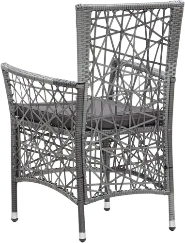 Miniatura 9 de Ensemble de salle à manger extérieur 7 pièces en rotin polyéthylène gris avec table en verre trempé et coussins, pour jardin, terrasse ou patio