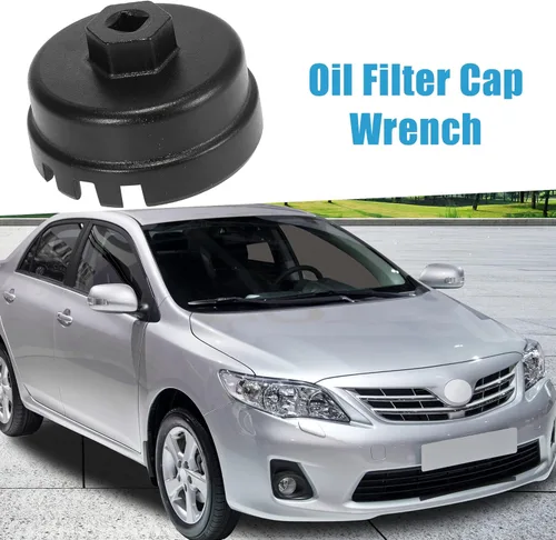 Miniatura 2 de Llave de tapa de filtro de aceite, 14 flautas, 6 ranuras, herramienta de extracción de tapa de filtro de aceite de 2.539 in para Toyota Corolla Negro
