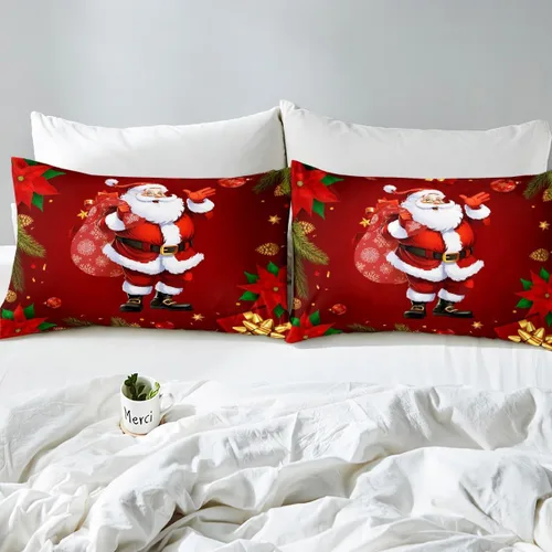 Miniatura 4 de Erosebridal Sábana bajera ajustable de Papá Noel con bolsillo profundo para niños, niñas y niños, juego de ropa de cama de Navidad para niños